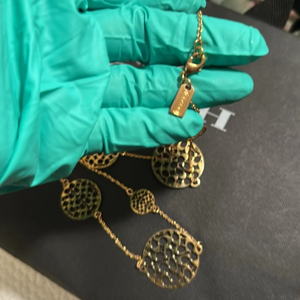 Coach Gold Filigree Medallion Necklace - Picture 4 of 6